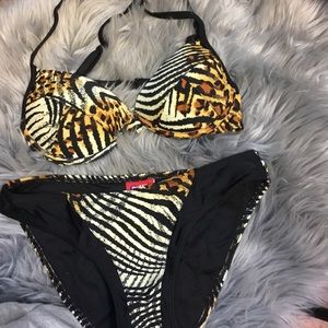 Outfit leopard zebra print push up bikini small